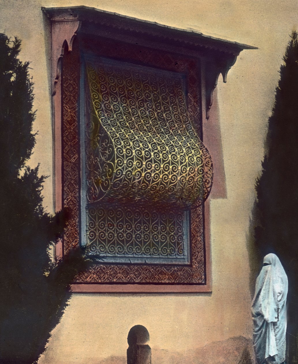 Północne Maroko, okno haremu, data zdjęcia: około 1910 r. Archiwum Carla Simona autorstwa Carl Simon
