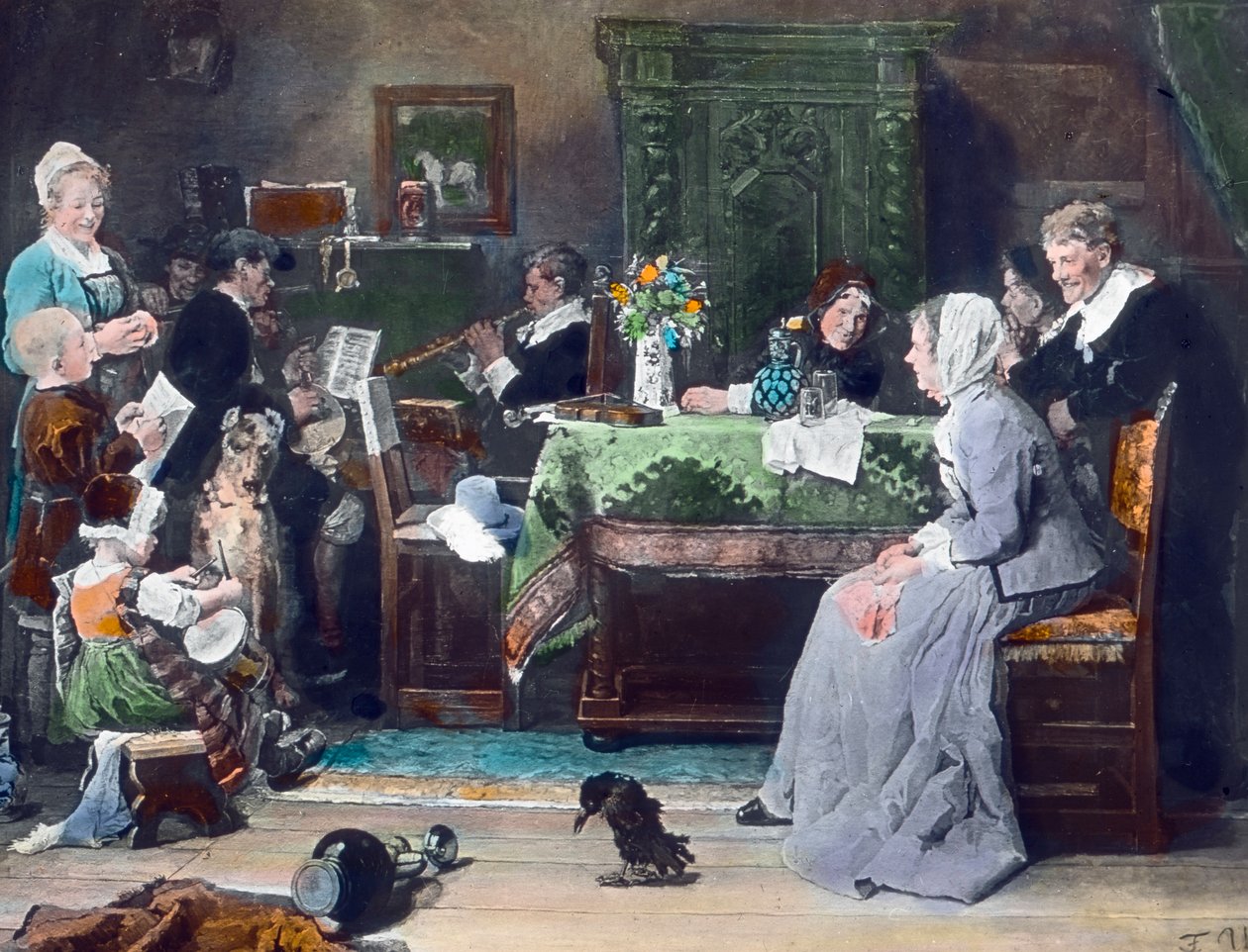 Koncert rodzinny. Obraz namalowany przez niemieckiego malarza Fritza von Uhde (1848 - 1911) w 1881 roku. Data powstania obrazu: około 1890 roku. Archiwum Carla Simona autorstwa Carl Simon