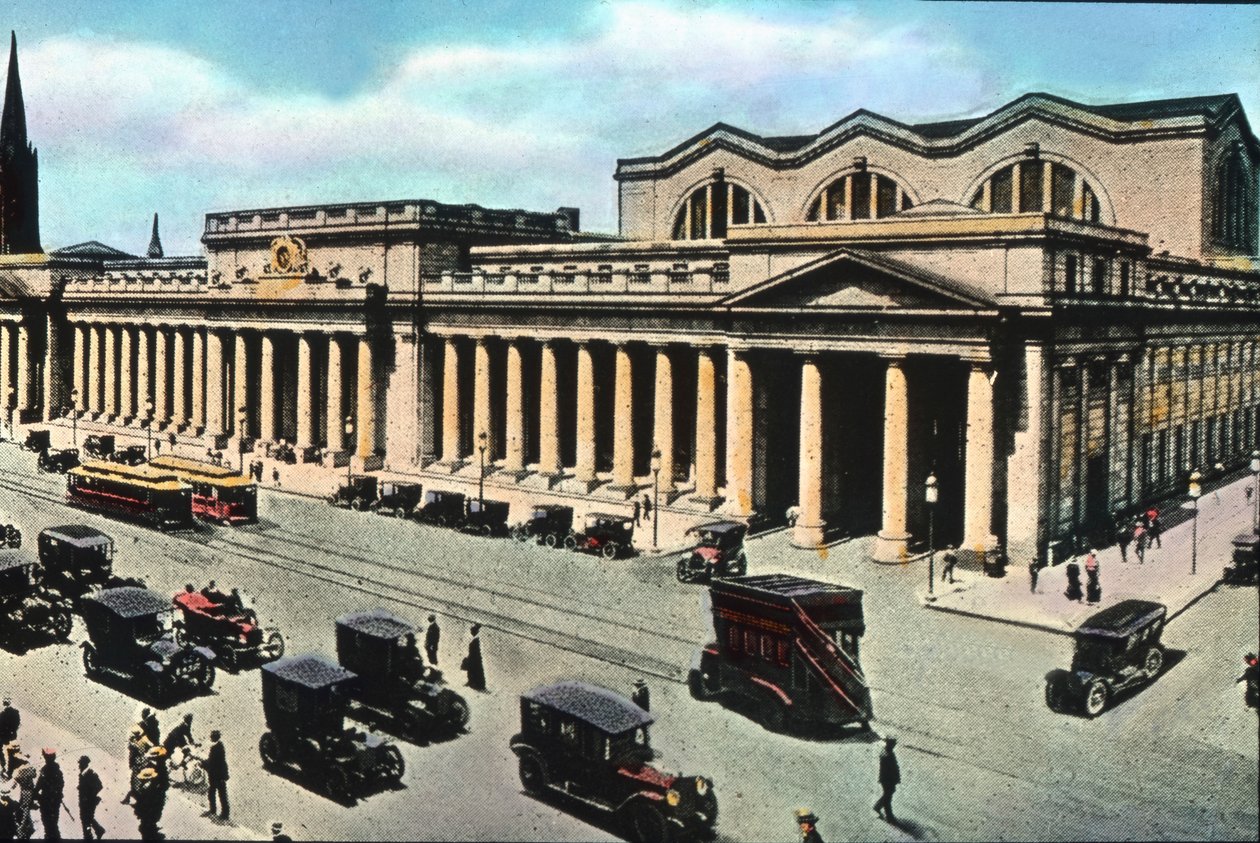 Stany Zjednoczone, Nowy Jork, Midtown Manhattan, Pennsylvania Station lub Penn Station, otwarty w 1910 roku. Data wykonania zdjęcia: około 1910 roku. Archiwum Carla Simona autorstwa Carl Simon