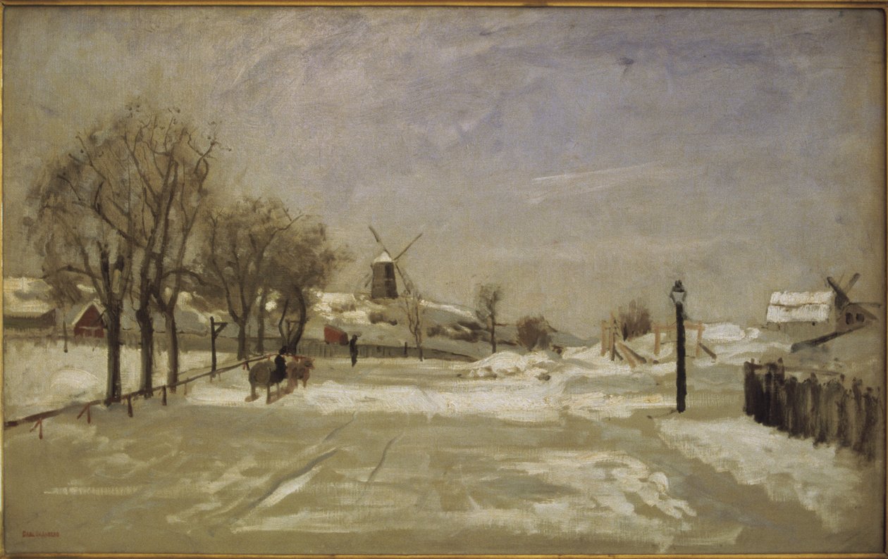 Zima. Widok na Eriksberg, Sztokholm, ok.1880 autorstwa Carl Skånberg
