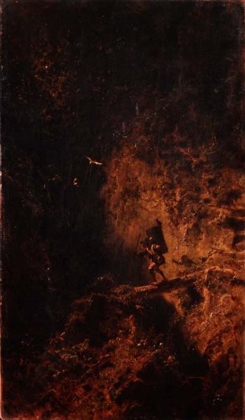 Podróżnik przechodzący przez wąwóz autorstwa Carl Spitzweg
