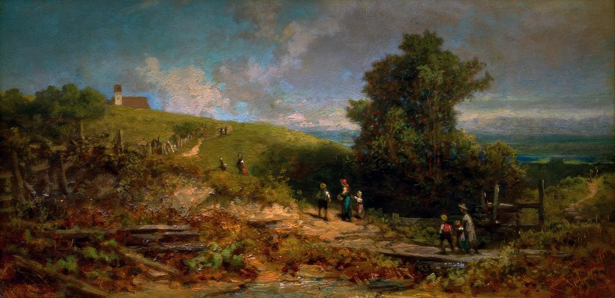 Na Kirchsteig autorstwa Carl Spitzweg