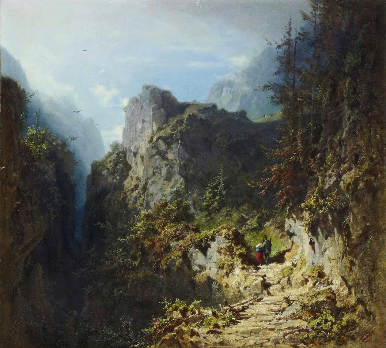 Krajobraz górski z kochankami autorstwa Carl Spitzweg