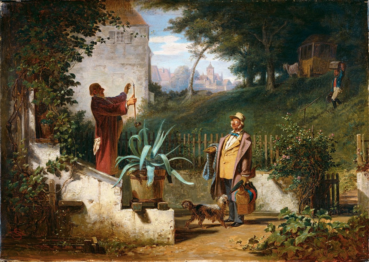 Przyjaciele z dzieciństwa, ok. 1855 (olej na płótnie) autorstwa Carl Spitzweg