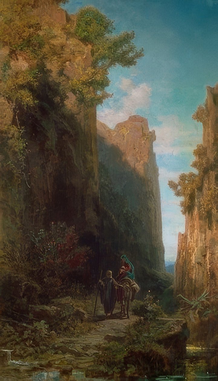 Ucieczka do Egiptu. 1875/79 autorstwa Carl Spitzweg