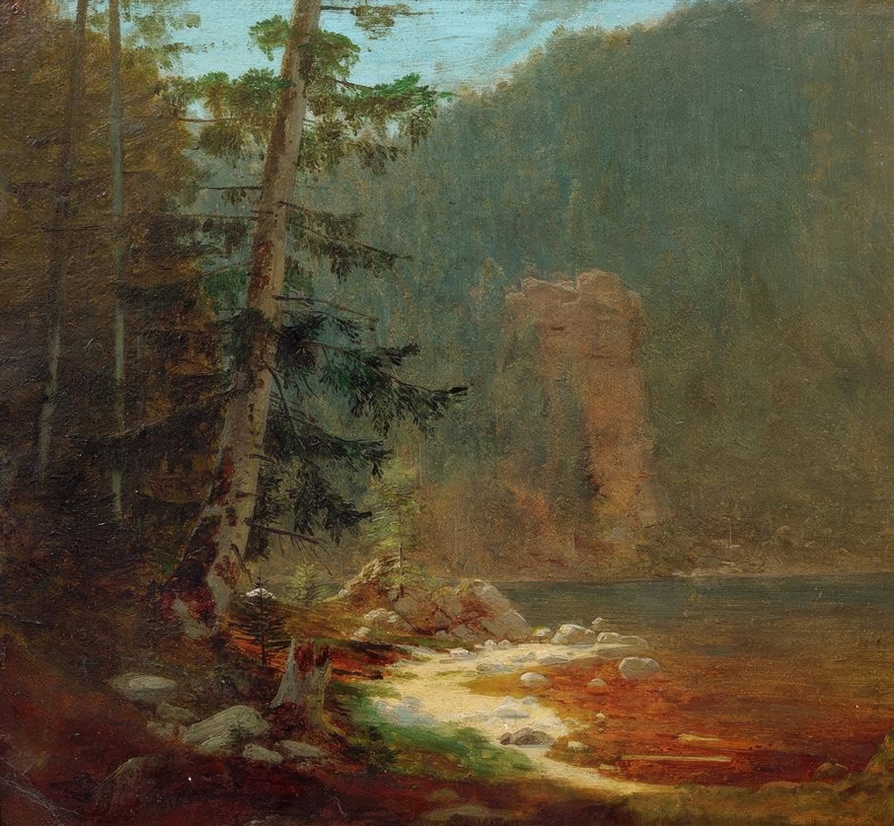 Skalny wąwóz ze strumieniem w pobliżu Lenggries autorstwa Carl Spitzweg