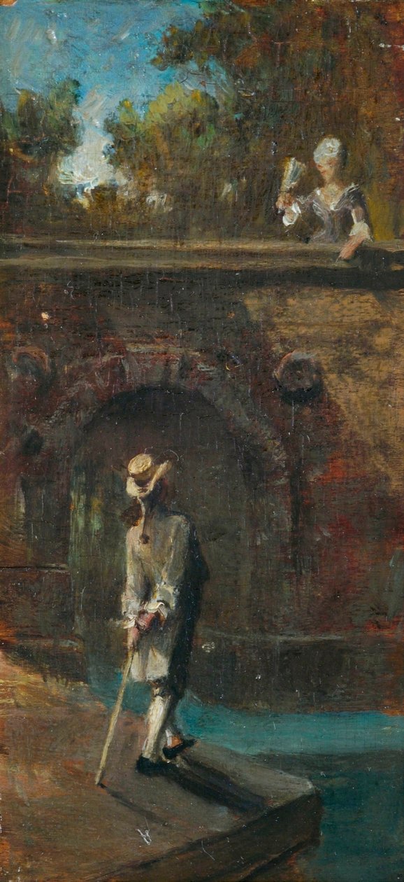 Galantyczna scena na moście rzecznym autorstwa Carl Spitzweg