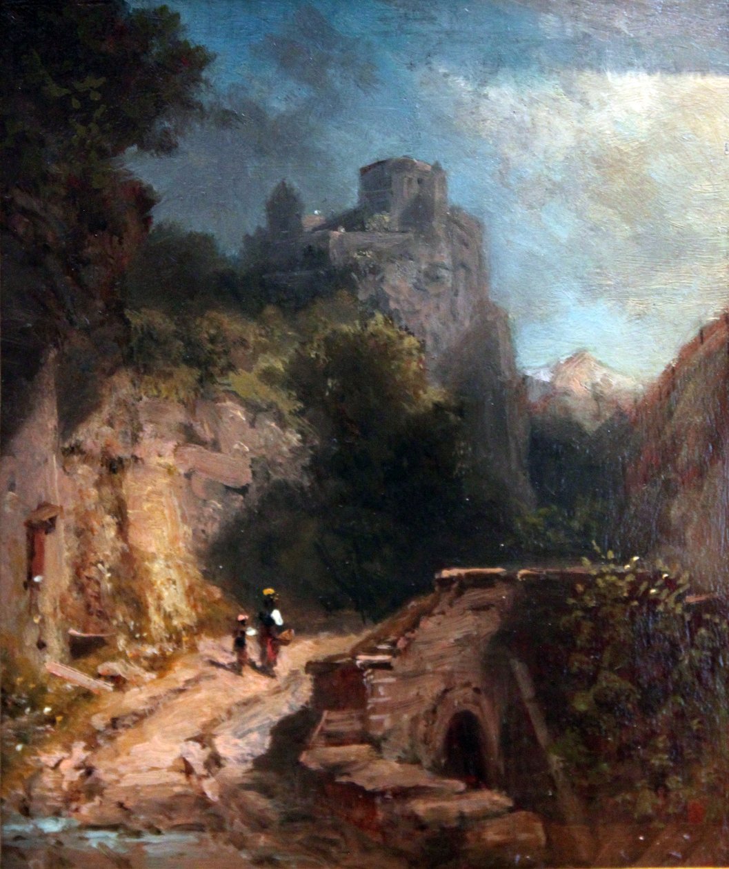 Górski krajobraz z mostem i zamkiem autorstwa Carl Spitzweg
