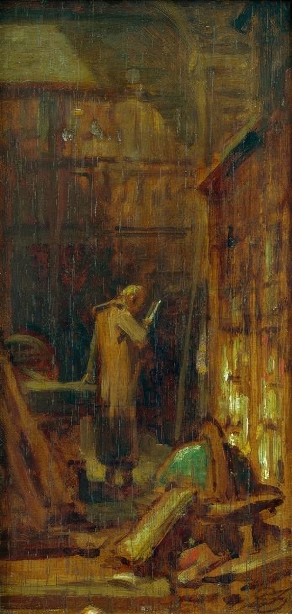 W bibliotece autorstwa Carl Spitzweg
