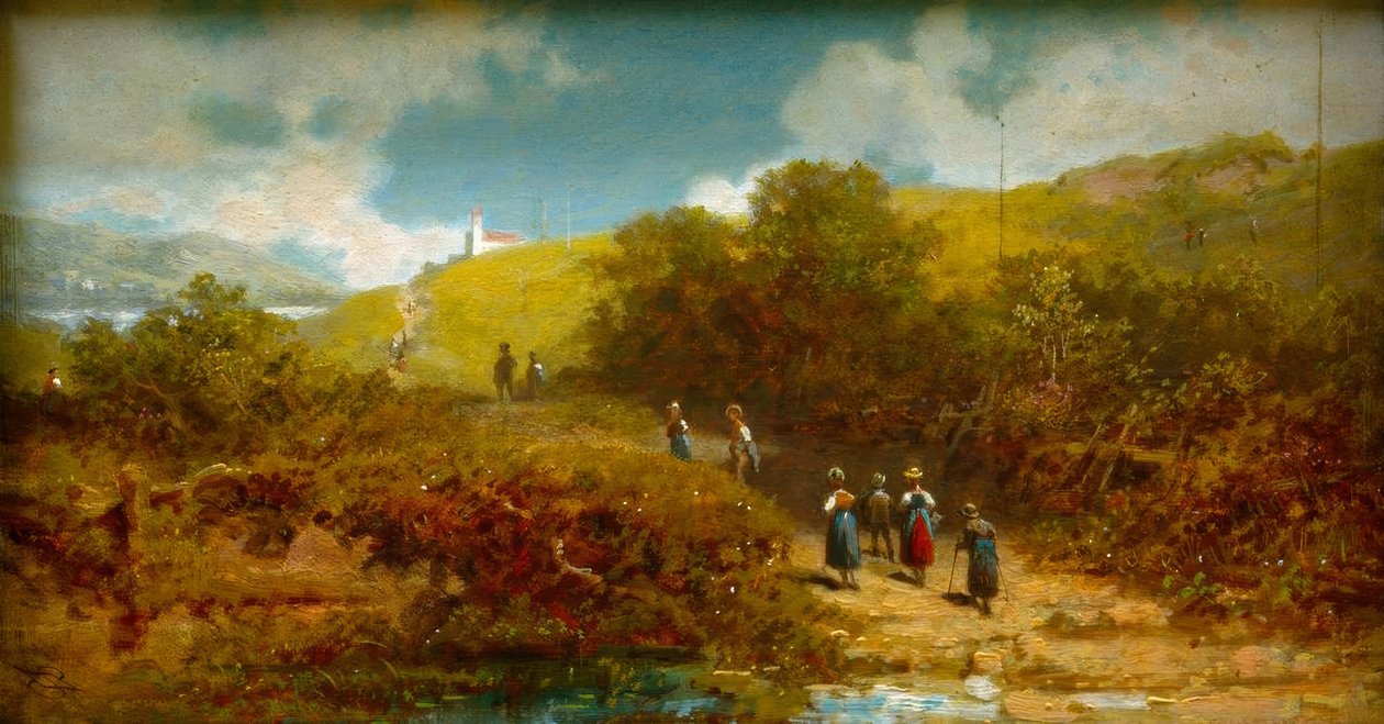 Chodzenie do kościoła na wsi autorstwa Carl Spitzweg