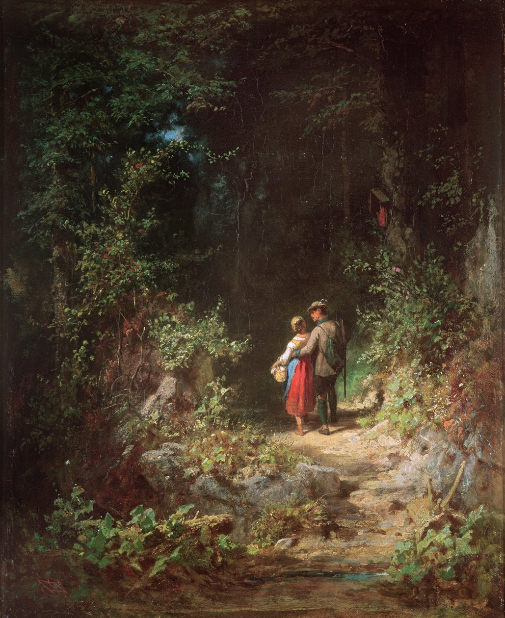 Kochankowie w lesie, ok.1860 autorstwa Carl Spitzweg