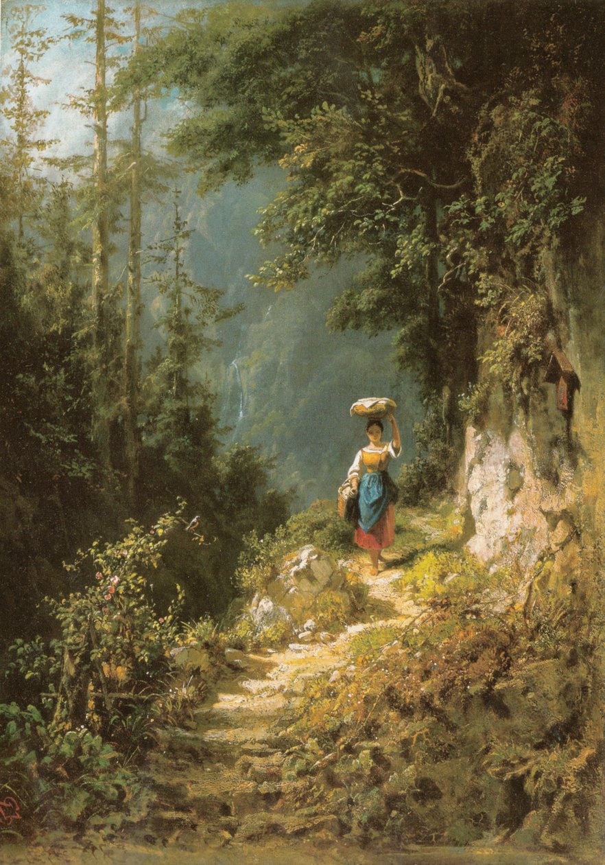 Dziewczyna z obciążeniem głowy autorstwa Carl Spitzweg