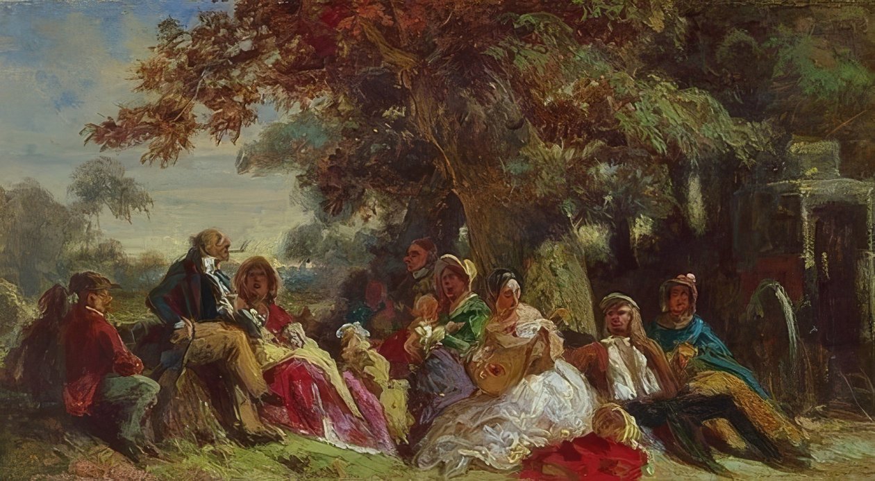 Zespół aktorski na zewnątrz autorstwa Carl Spitzweg