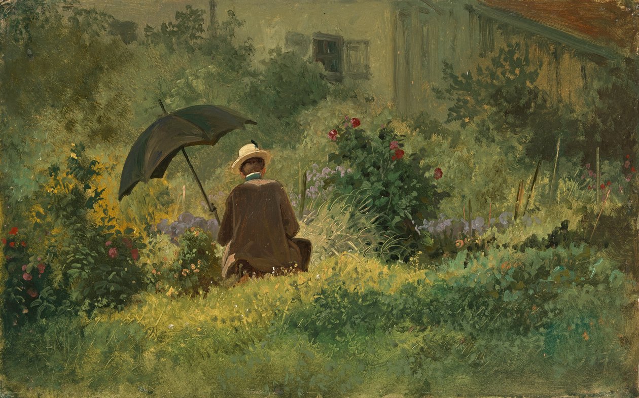 Malarz w ogrodzie, ok. 1860 (olej na płótnie) autorstwa Carl Spitzweg