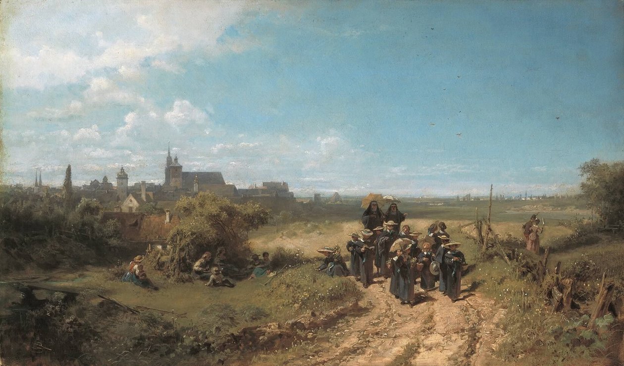 Spacer z instytutem autorstwa Carl Spitzweg