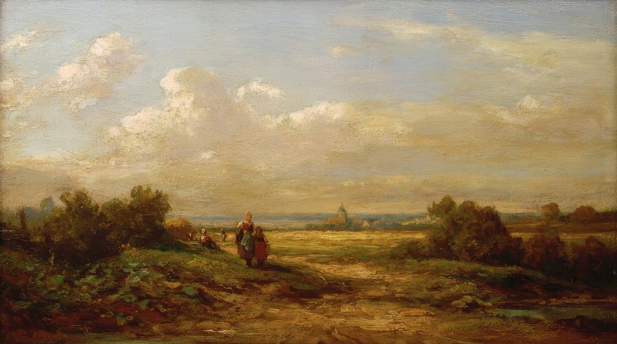 Szeroki krajobraz z wędrowcami autorstwa Carl Spitzweg