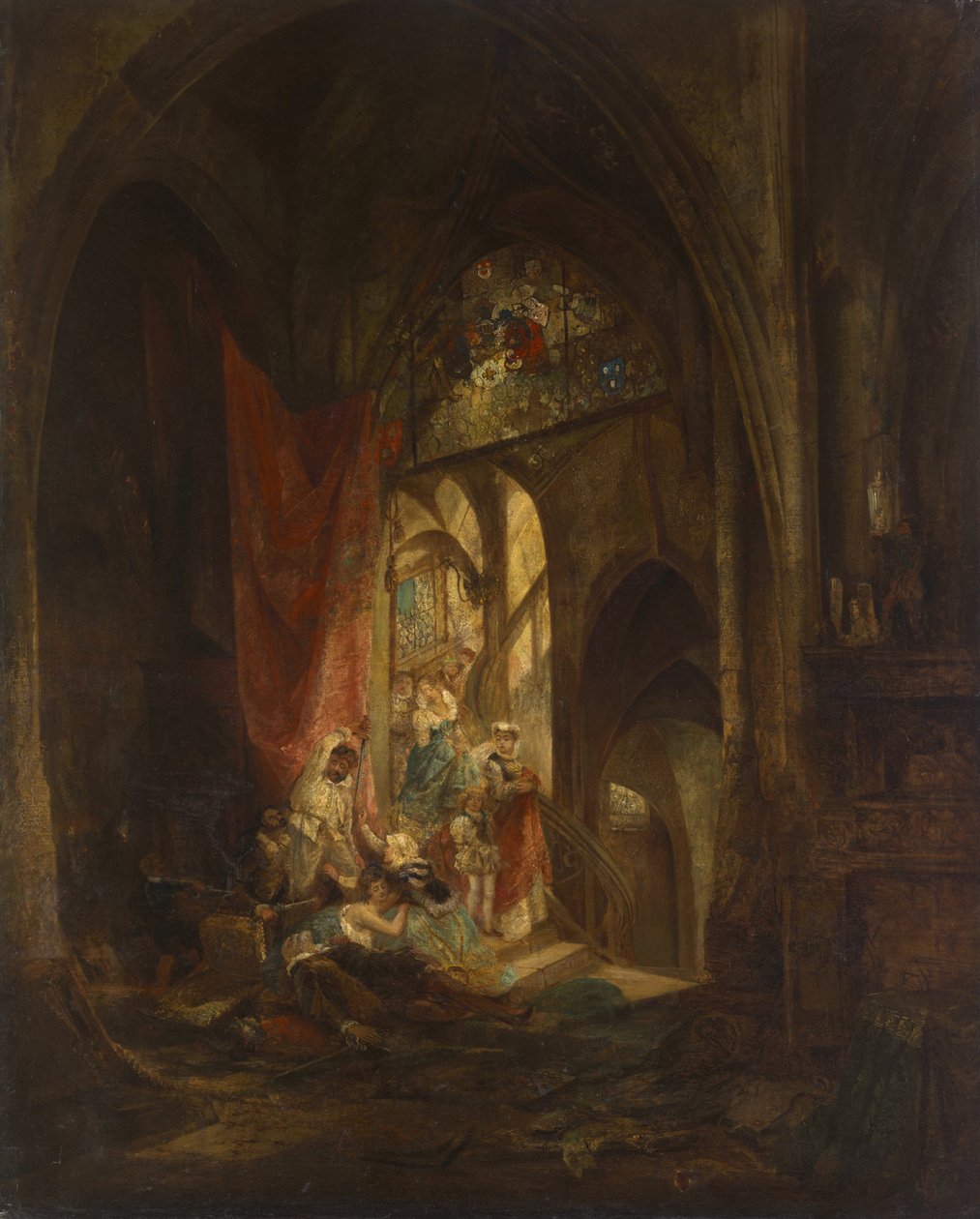 Scena na schodach zamku autorstwa Carl Theodor von Piloty