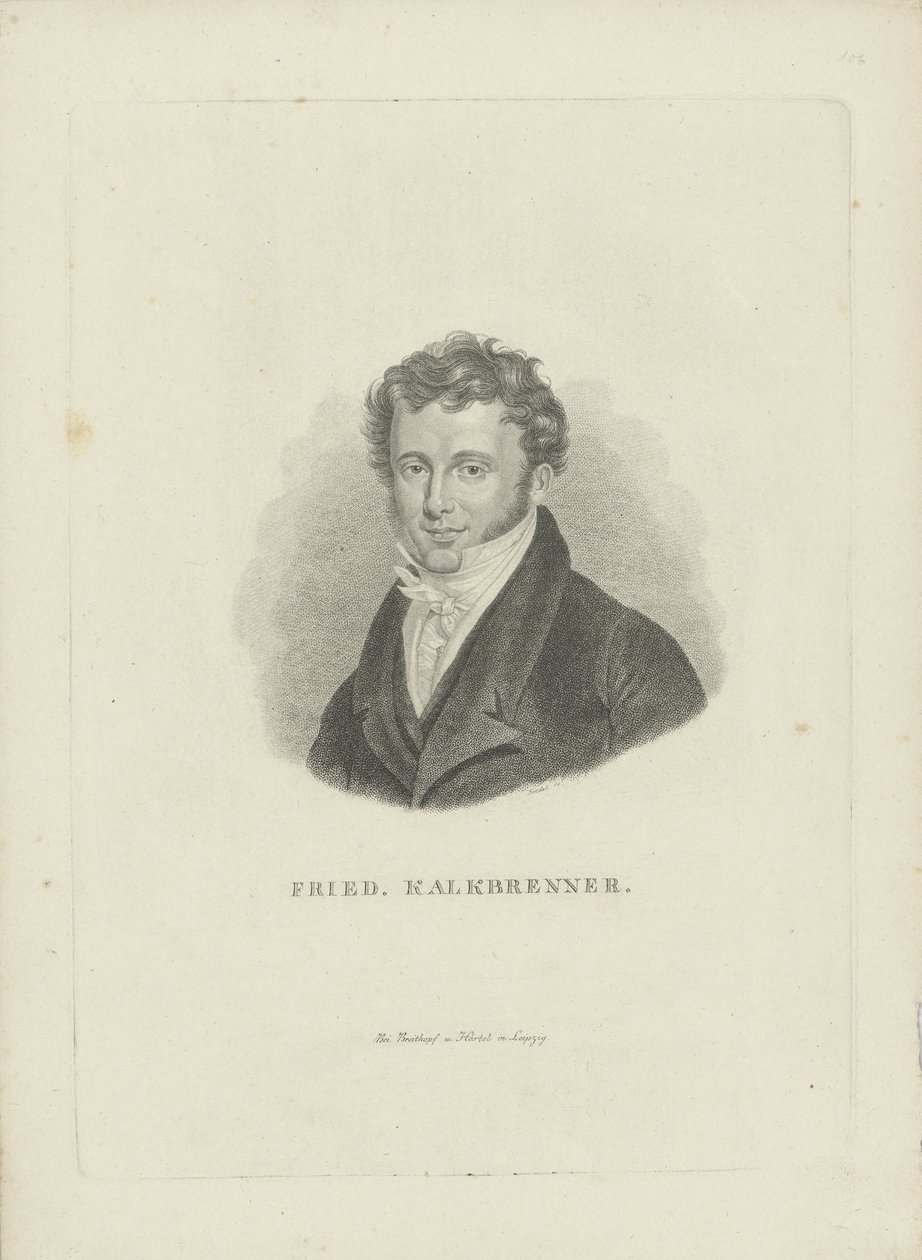 Portret kompozytora Friedricha Kalkbrennera 1785-1849, ok. 1821. autorstwa Carl Traugott Riedel