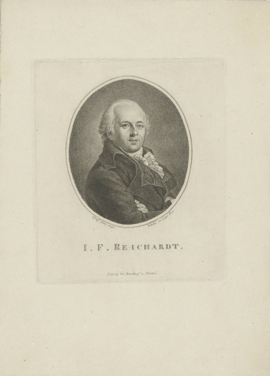 Portret kompozytora Johanna Friedricha Reichardta 1752-1814 , 1814. autorstwa Carl Traugott Riedel