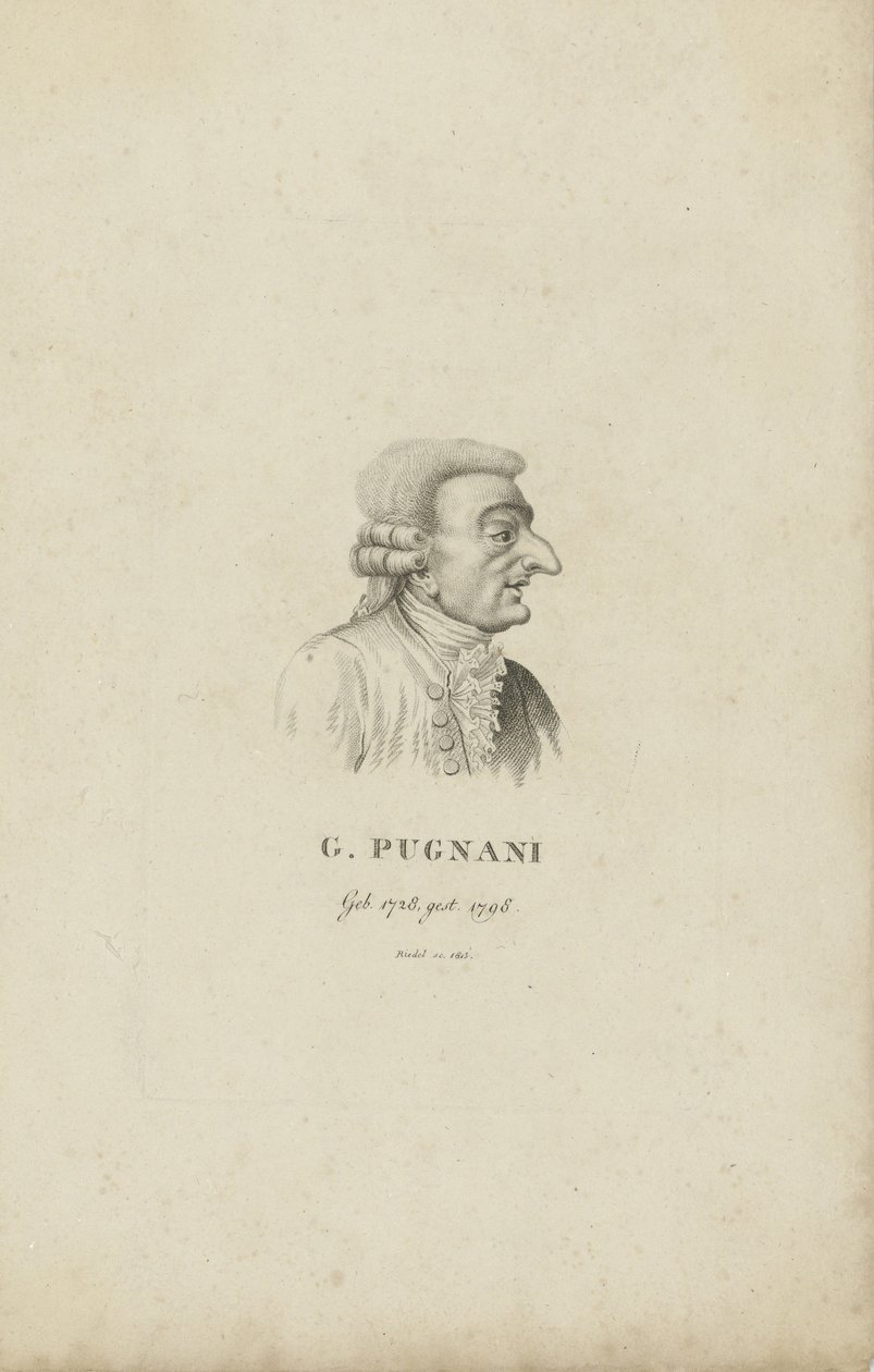 Portret skrzypka i kompozytora Gaetano Pugnaniego 1731-1798 , 1815. autorstwa Carl Traugott Riedel