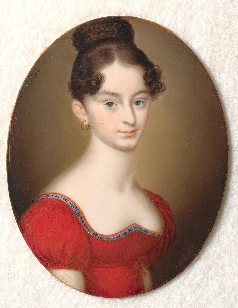 Portret nieznanej damy w czerwonej sukience autorstwa Carl Viertel