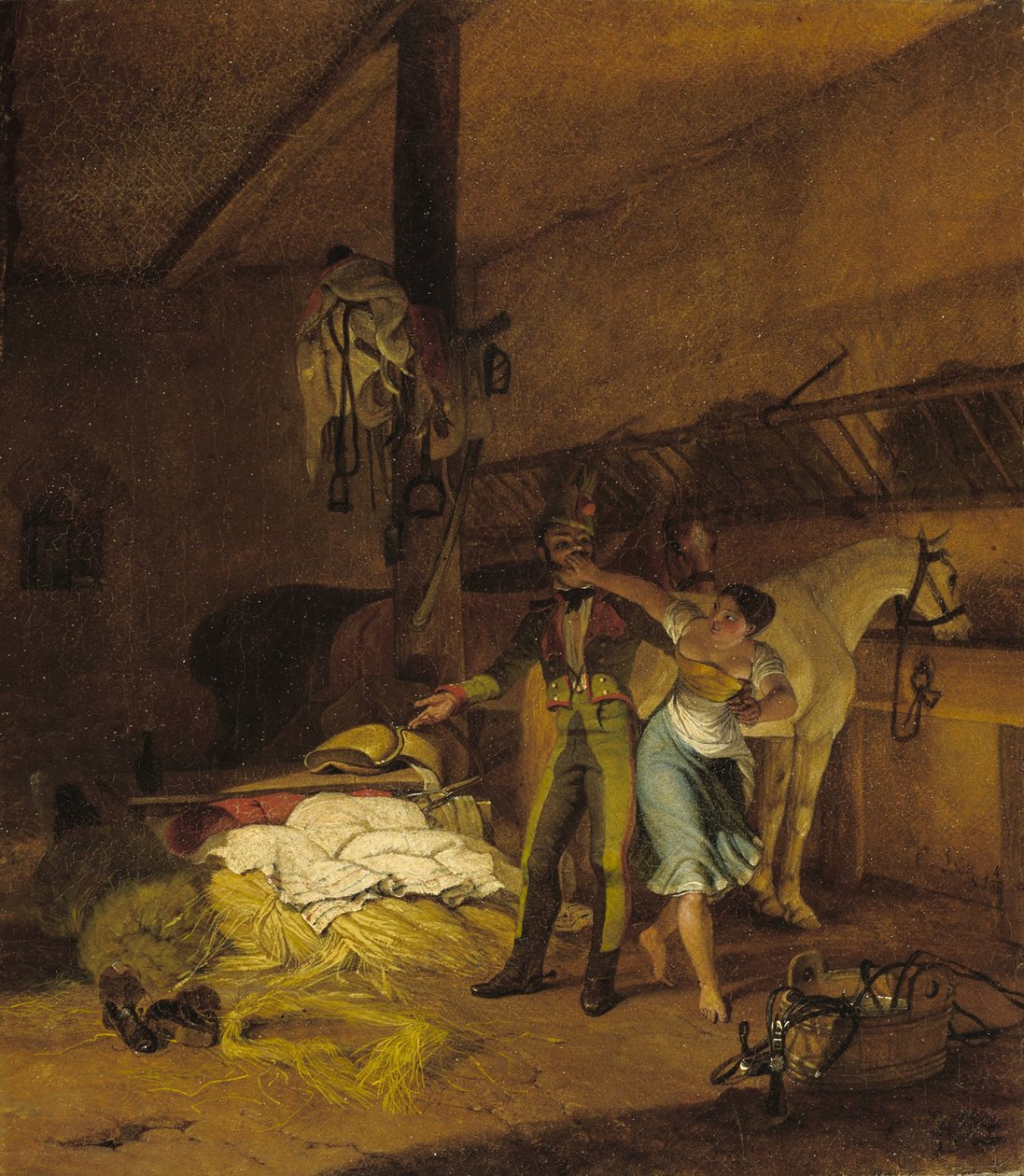 Chevauxleger flirtuje z pokojówką autorstwa Carl Wilhelm Freiherr von Heideck