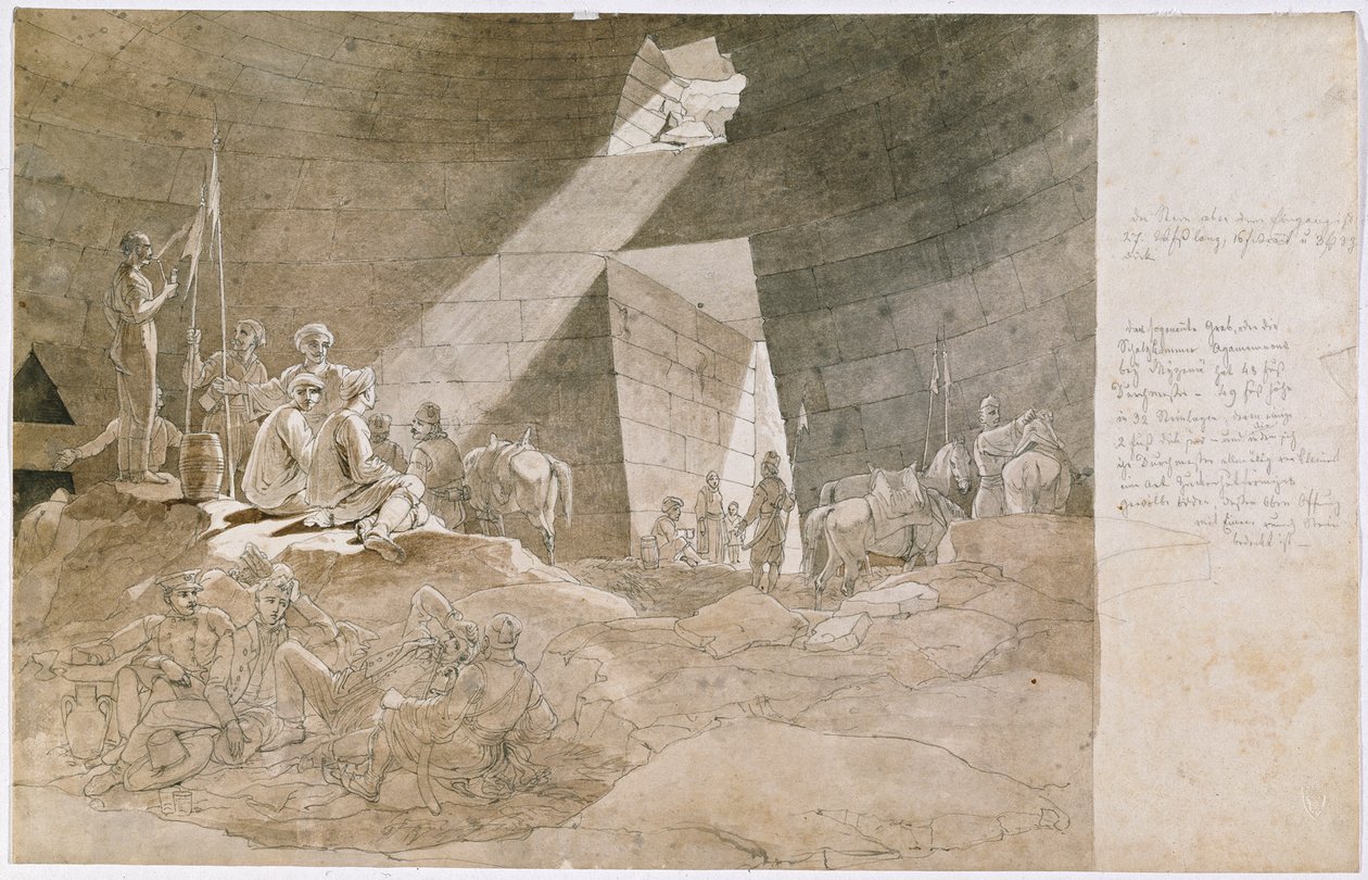Bojownicy o wolność w tak zwanym skarbcu Agamemnona w pobliżu Myken autorstwa Carl Wilhelm Freiherr von Heideck