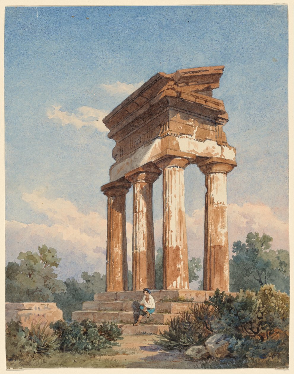 Ruiny świątyni w Agrigento autorstwa Carl Wilhelm Götzloff