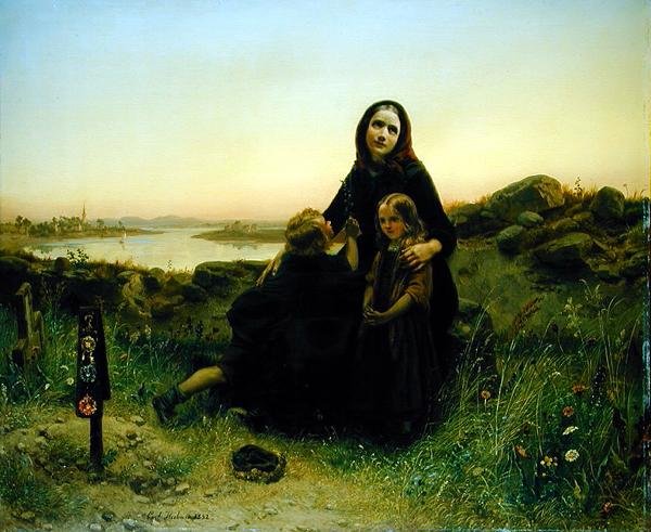 Wdowa w żałobie, 1852 autorstwa Carl Wilhelm Huebner