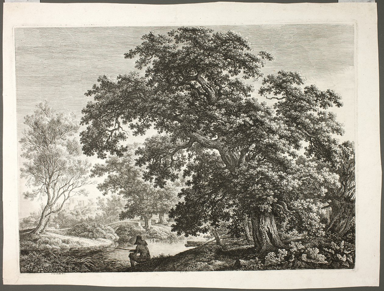 Rybak w zalesionym krajobrazie autorstwa Carl Wilhelm Kolbe the elder