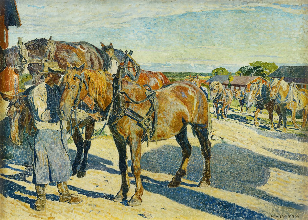 W stajni; Pa Stallbacken autorstwa Carl Wilhelm Wilhelmson