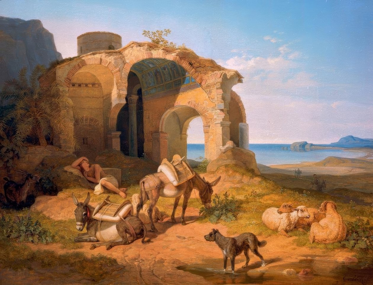 Krajobraz z ruinami bizantyjskiego kościoła autorstwa Carl Wilhelm von Heideck