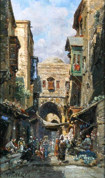 Ulica Dawida w Jerozolimie, ok. 1890 (olej na pokładzie) autorstwa Carl Wuttke