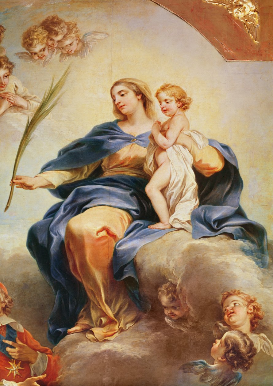 Ludwik XIII (1601-43) poświęcenie kościoła Notre-Dame-des-Victoires Dziewicy w 1629 r., fragment Matki Boskiej, 1748-53 autorstwa Carle van Loo