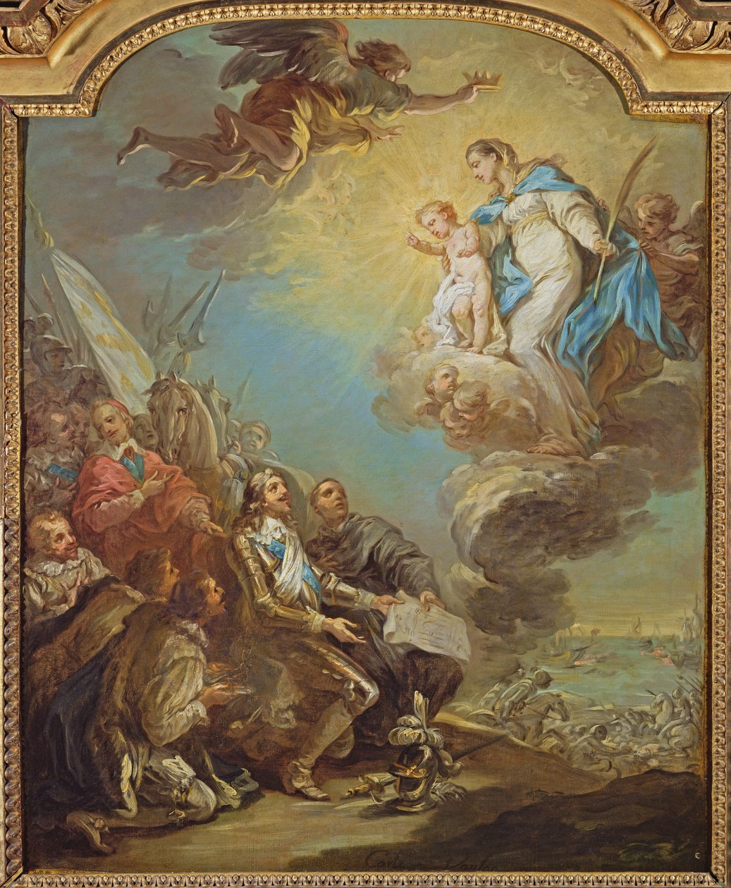 Studium dla Ludwika XIII (1601-43) Poświęcenie kościoła Notre-Dame-des-Victoires Dziewicy w 1629, przed 1748 autorstwa Carle van Loo