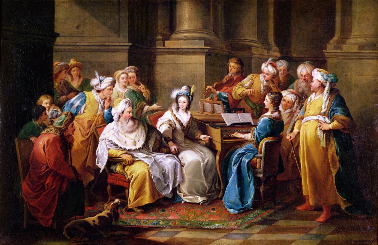 Wielki Turek daje koncert dla swojej Pani autorstwa Carle van Loo