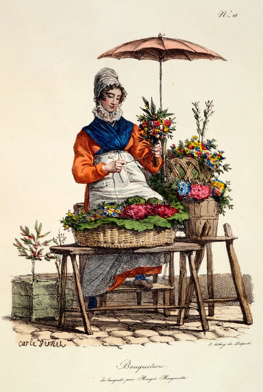 Bouquetiere des bouquets dla Margot Margueritte, grafika Delpeck, z 