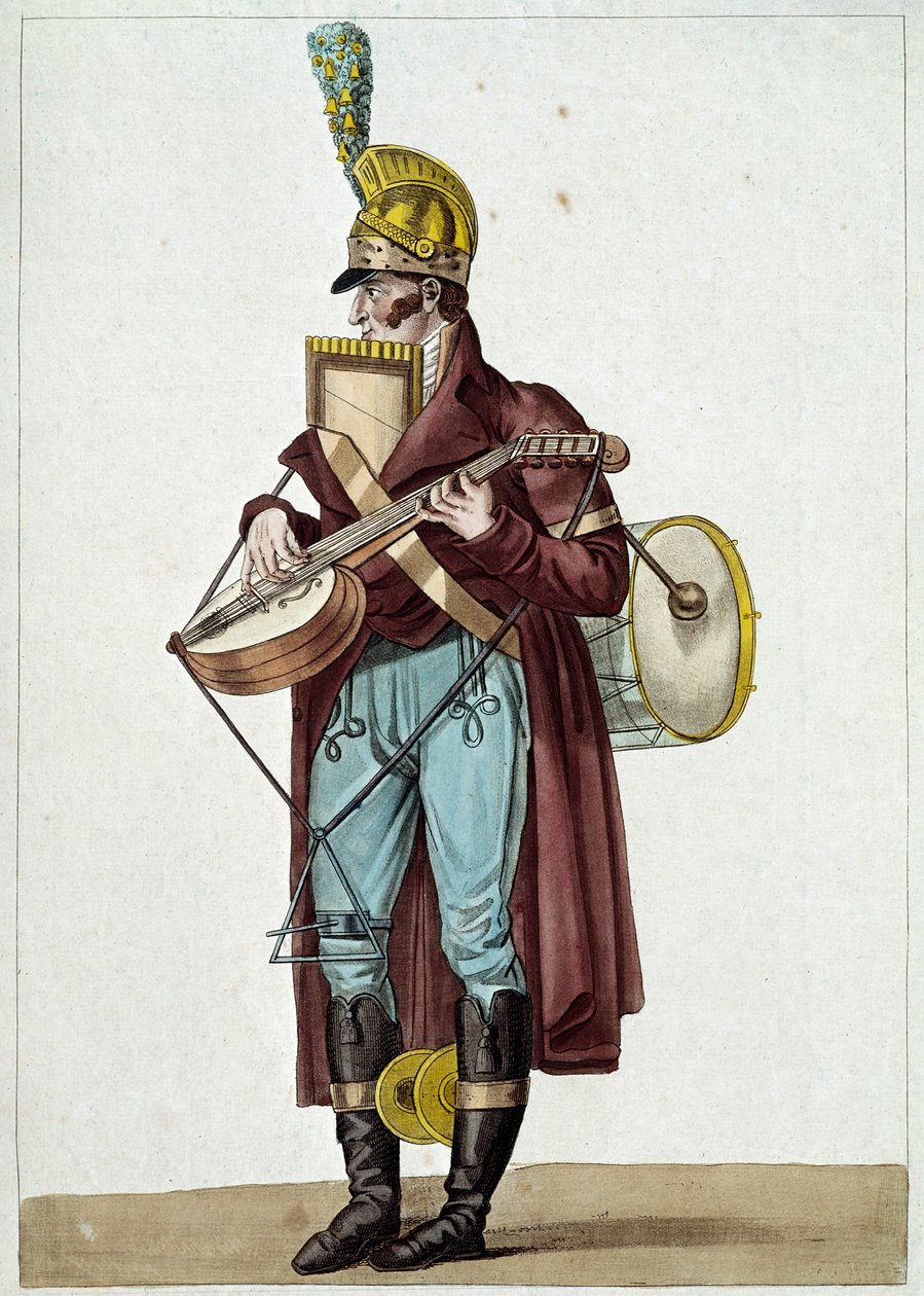 Monsieur Ut la si, orkiestra teatrów burżuazyjnych (muzyk uliczny) (ilustracja) autorstwa Carle Vernet