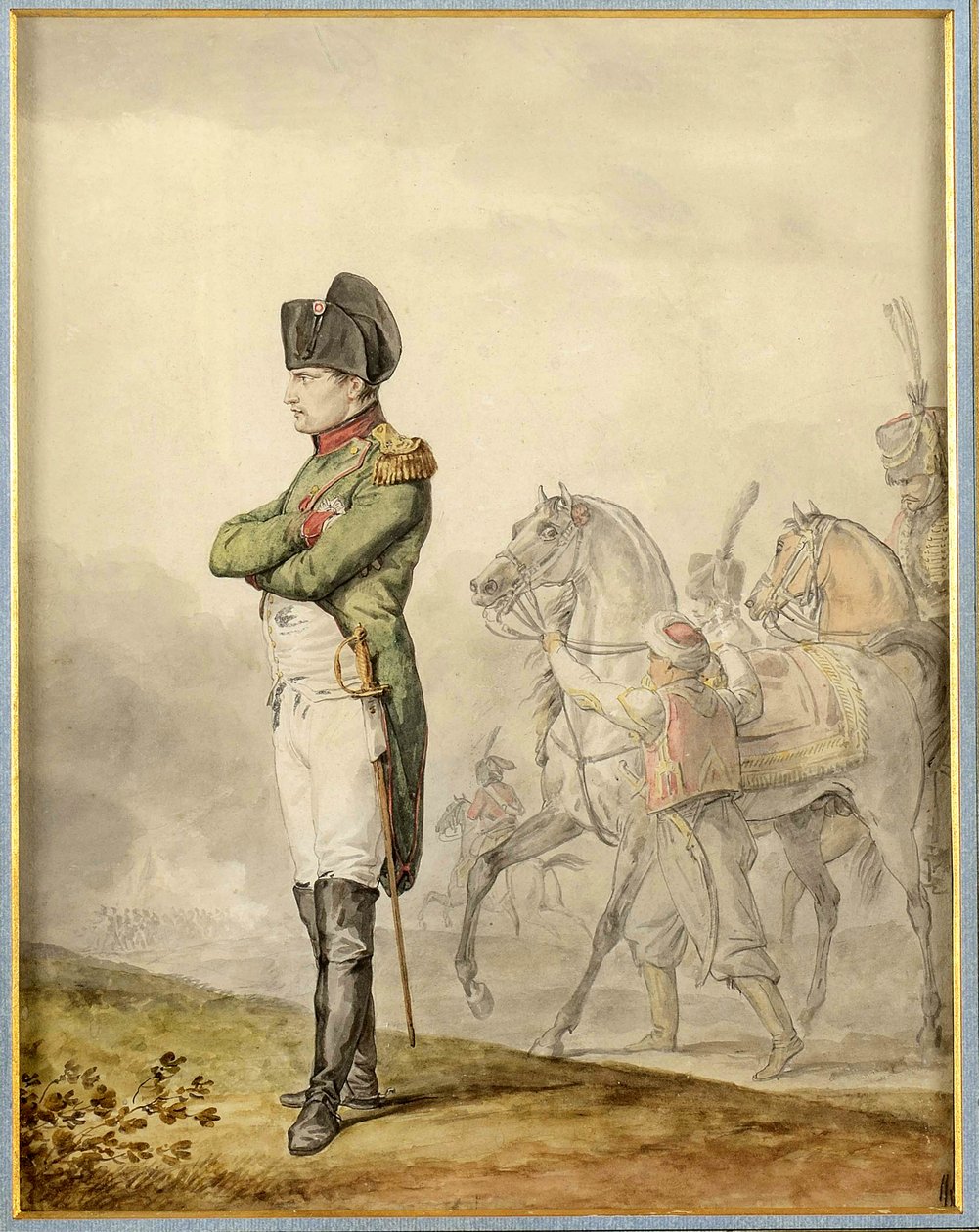 Napoleon a Austerlitz (1805) - Napoleon pod Austerlitz, autorstwa Verneta, Carle (1758-1836). Akwarela na papierze. Prywatna kolekcja autorstwa Carle Vernet