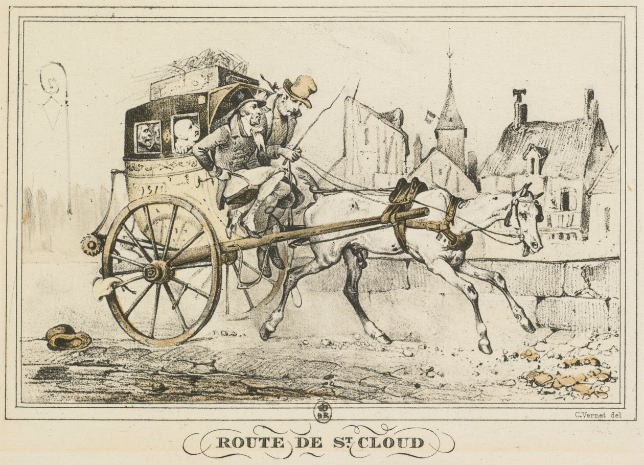 Sceny z życia codziennego, drogi i ścieżki: droga do Saint-Cloud autorstwa Carle Vernet