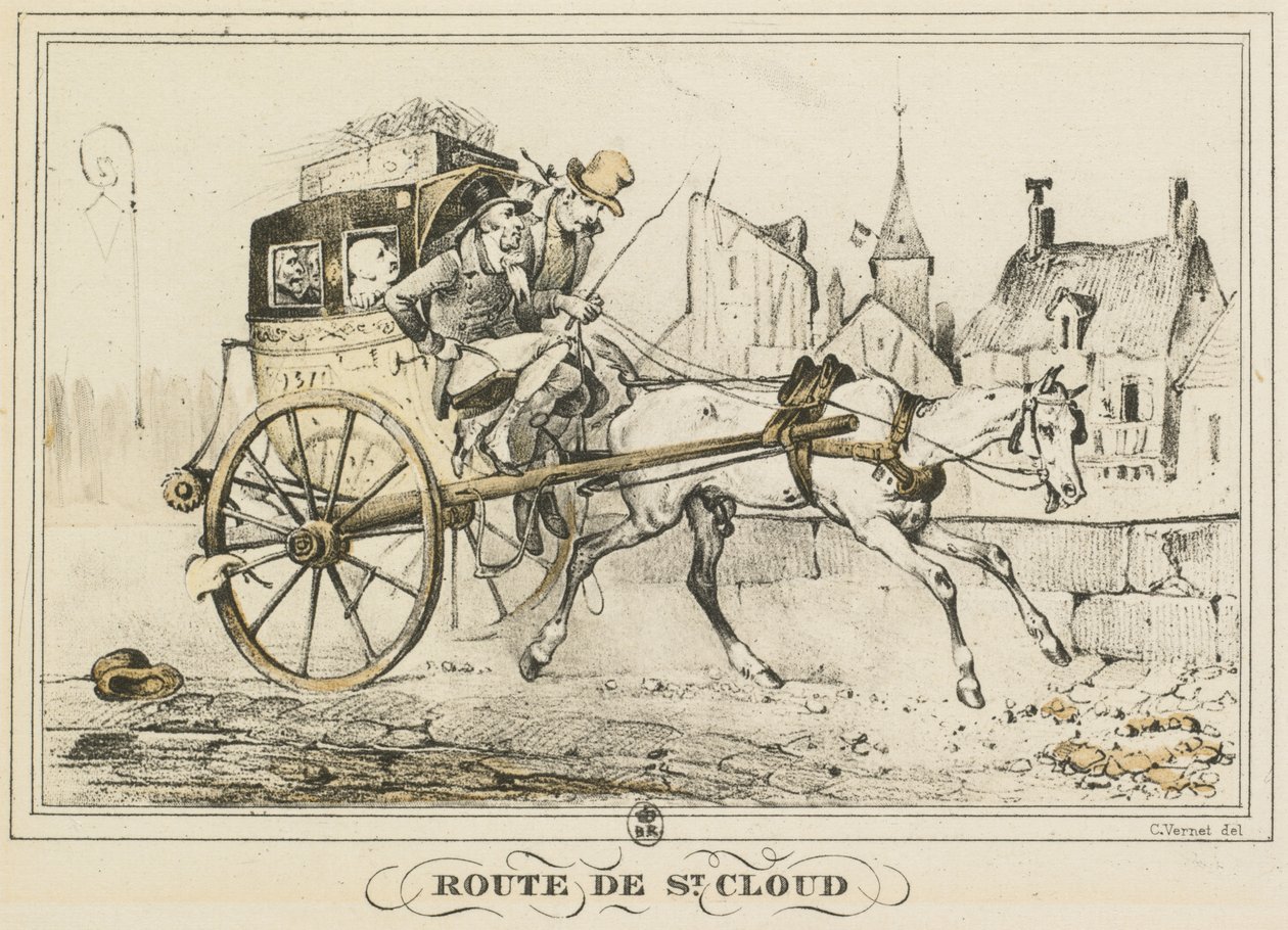 Sceny z życia codziennego, drogi i ścieżki: Droga do Saint-Cloud..., 1816. autorstwa Carle Vernet