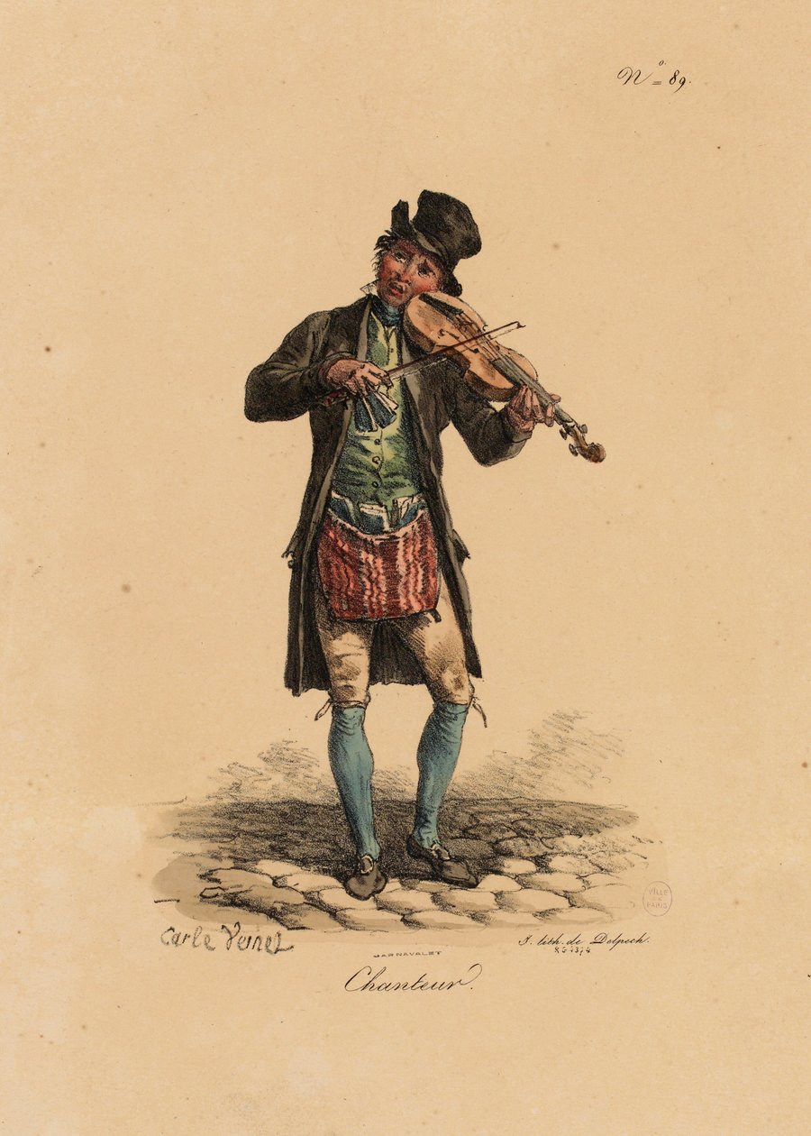 Piosenkarka uliczna z „Les Cris de Paris” autorstwa Carle Vernet