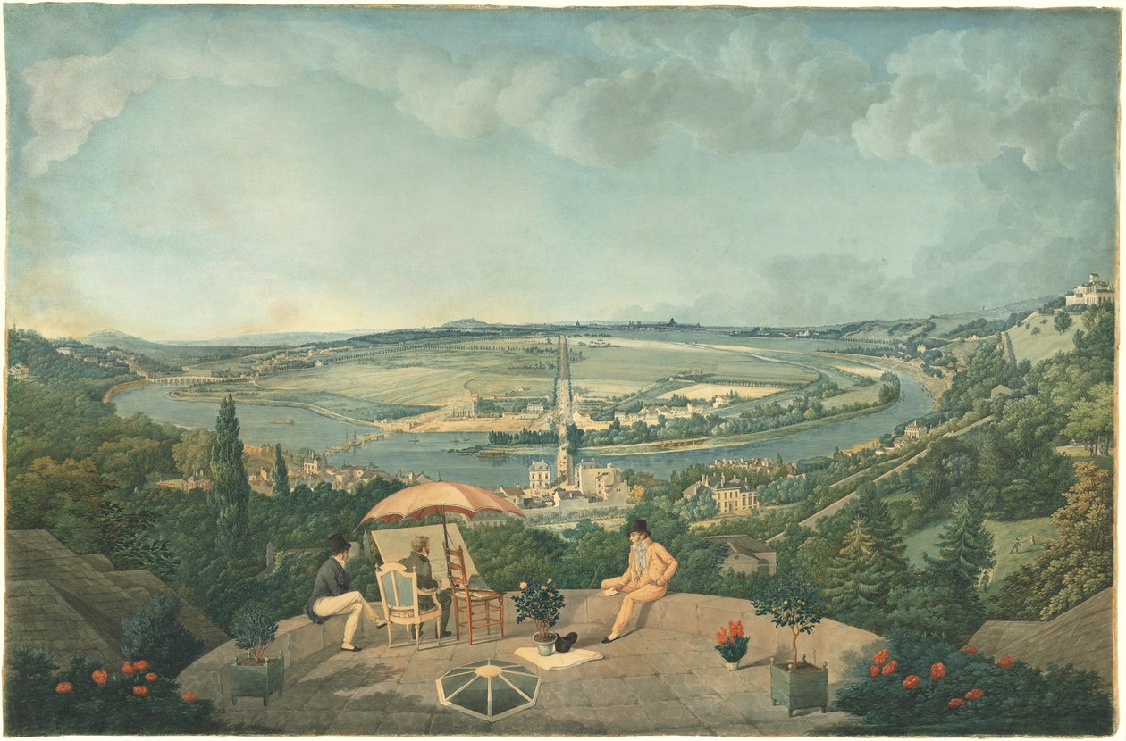 Widok na Paryż z tarasu Pavillon de Brimborion autorstwa Carle Vernet