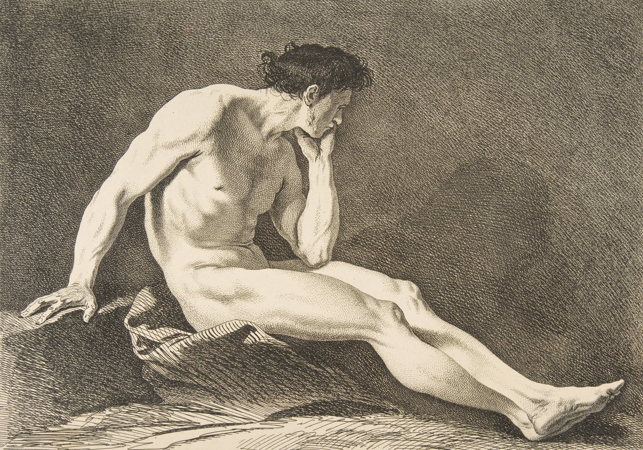 Akademia: siedzący człowiek, 1742-43. autorstwa Carle van Loo