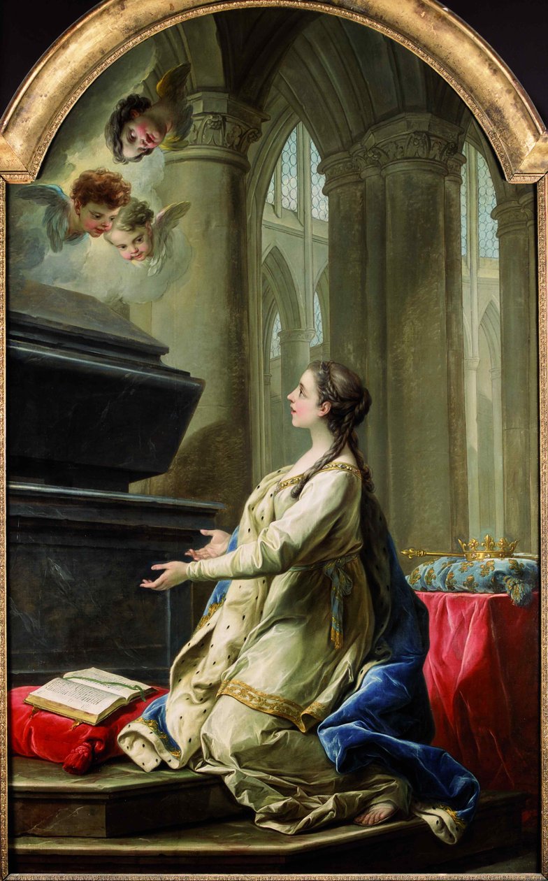 Św. Klotylda modląca się przy grobie św. Marcina, 1753 r. autorstwa Carle van Loo