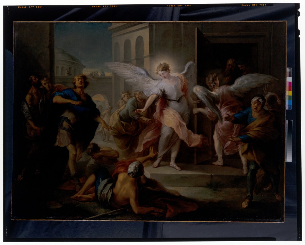 Oślepienie mieszkańców Sodomy autorstwa Carle van Loo