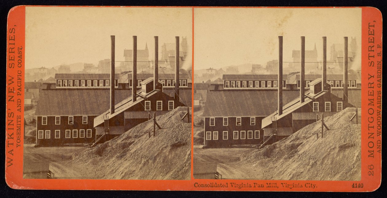 Skonsolidowana Virginia Pan Mill, Virginia City autorstwa Carleton E. Watkins