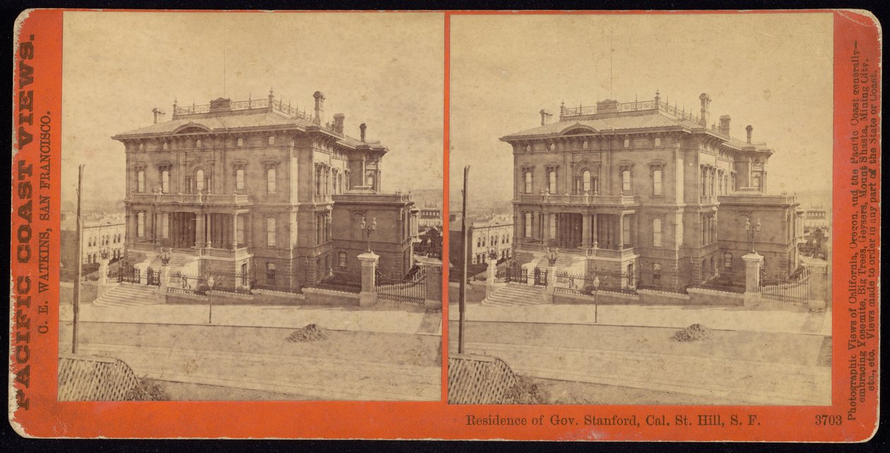Rezydencja gubernatora Stanford, Cal. St. Hill, S.F. autorstwa Carleton E. Watkins