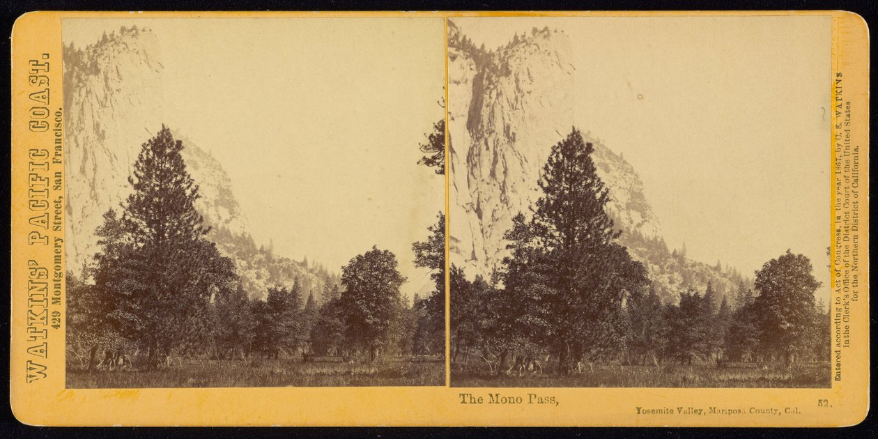 Przełęcz Mono, Yosemite Valley, hrabstwo Mariposa, Ca. autorstwa Carleton E. Watkins