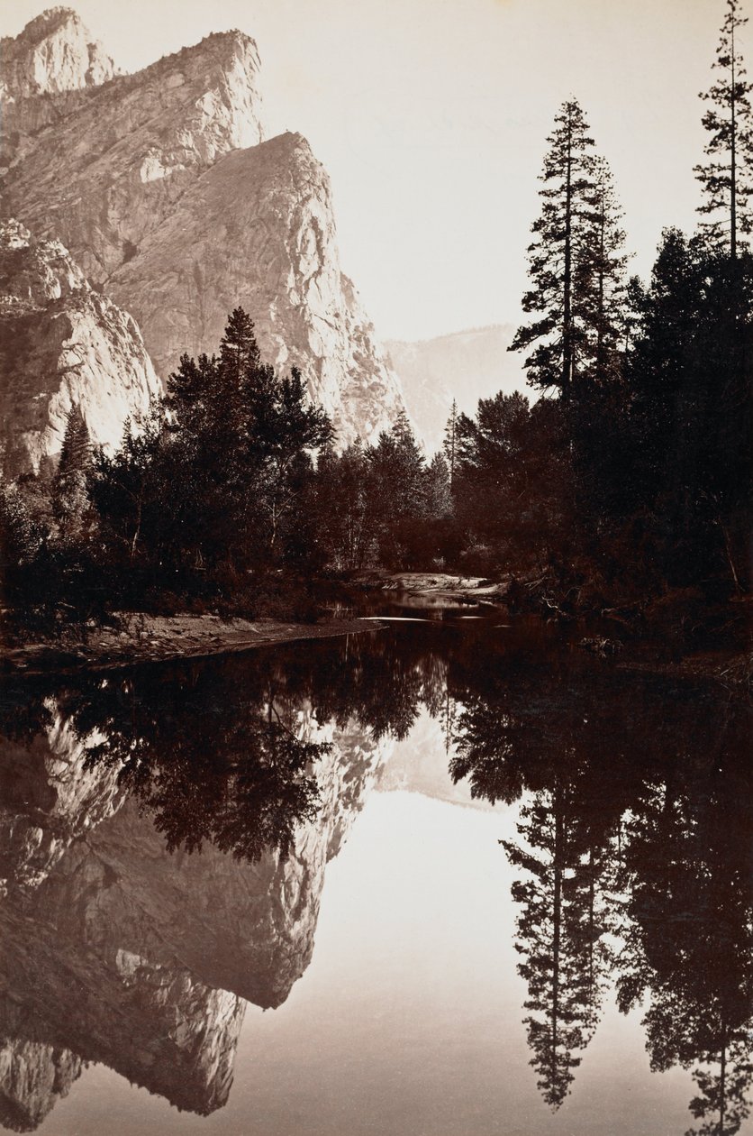 Trzej bracia, Yosemite, Kalifornia autorstwa Carleton E. Watkins